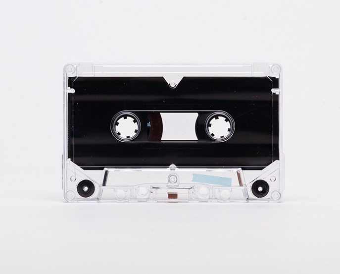 cassette tapemuzik transparent without protection notch