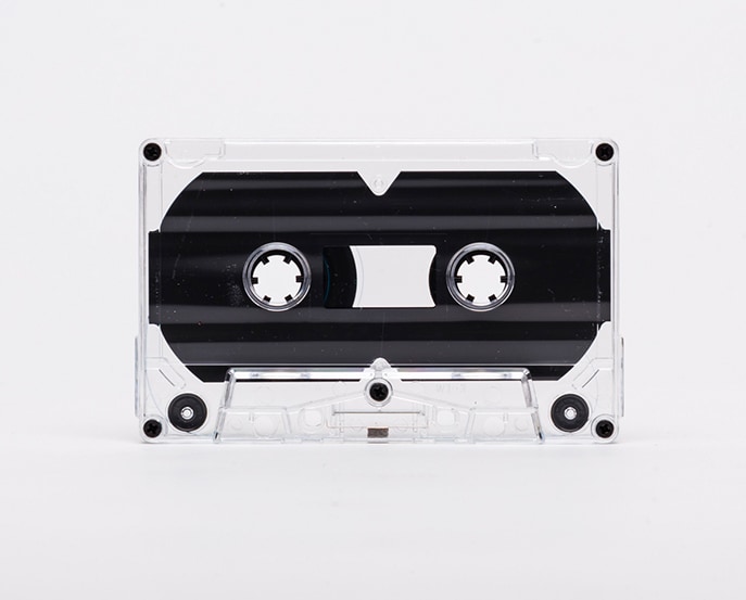 cassette tapemuzik transparent chrome without protection notch